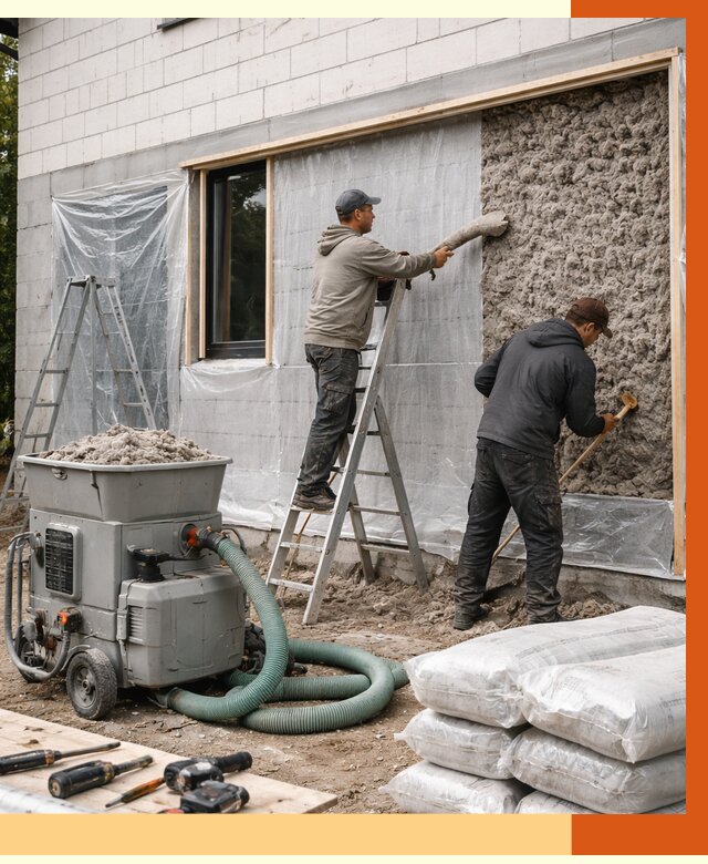 Утепление дома из газобетона эковатой в Кашире от 4686 руб./м2 | ТепломастерКшр
